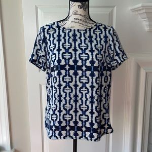 ABS Platinum Navy White Abstract Print Blouse